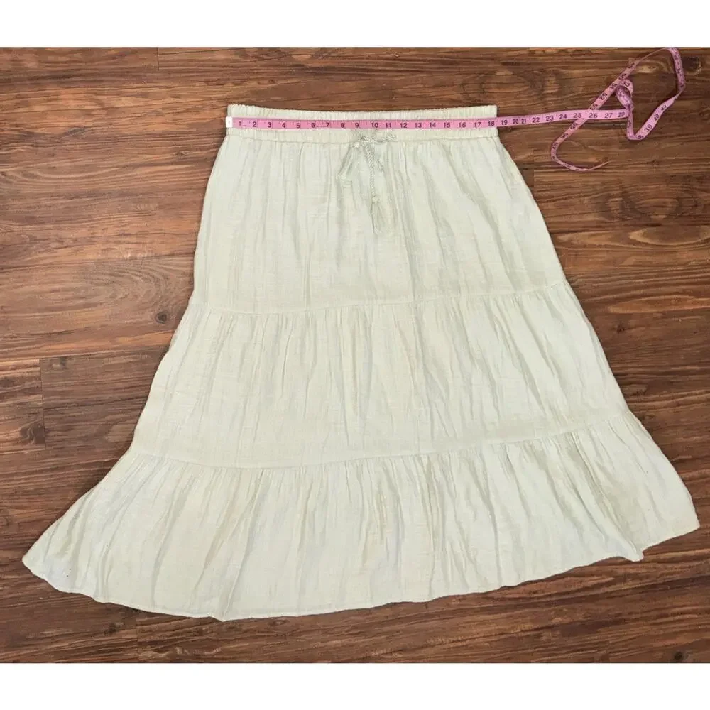 Cottagecore Prairie Peasant Layered Skirt Soft Pistachio Green‎ 1990's